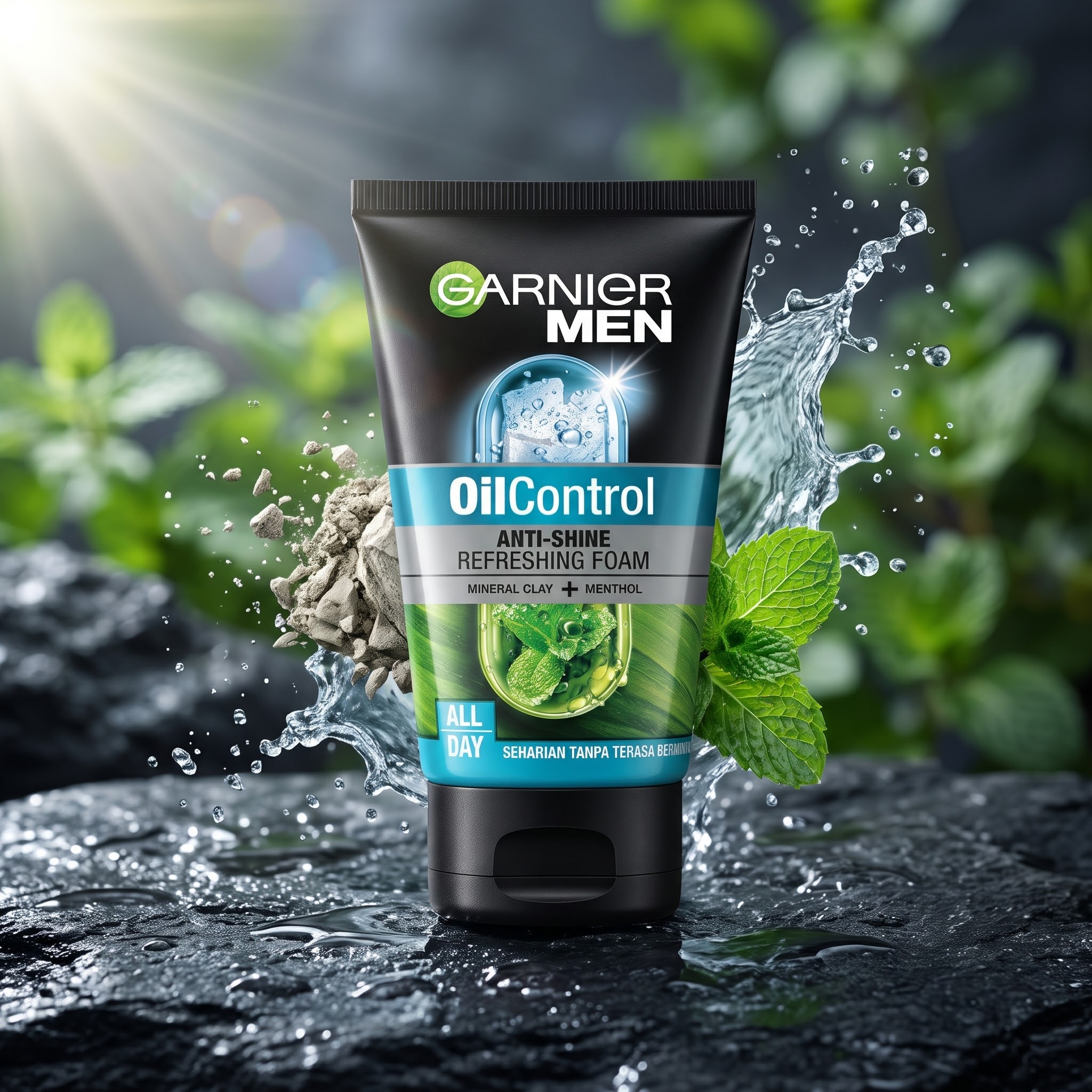 Garnier Men Oil Control Anti Shine Refreshing Foam All Day Face Wash 100Ml