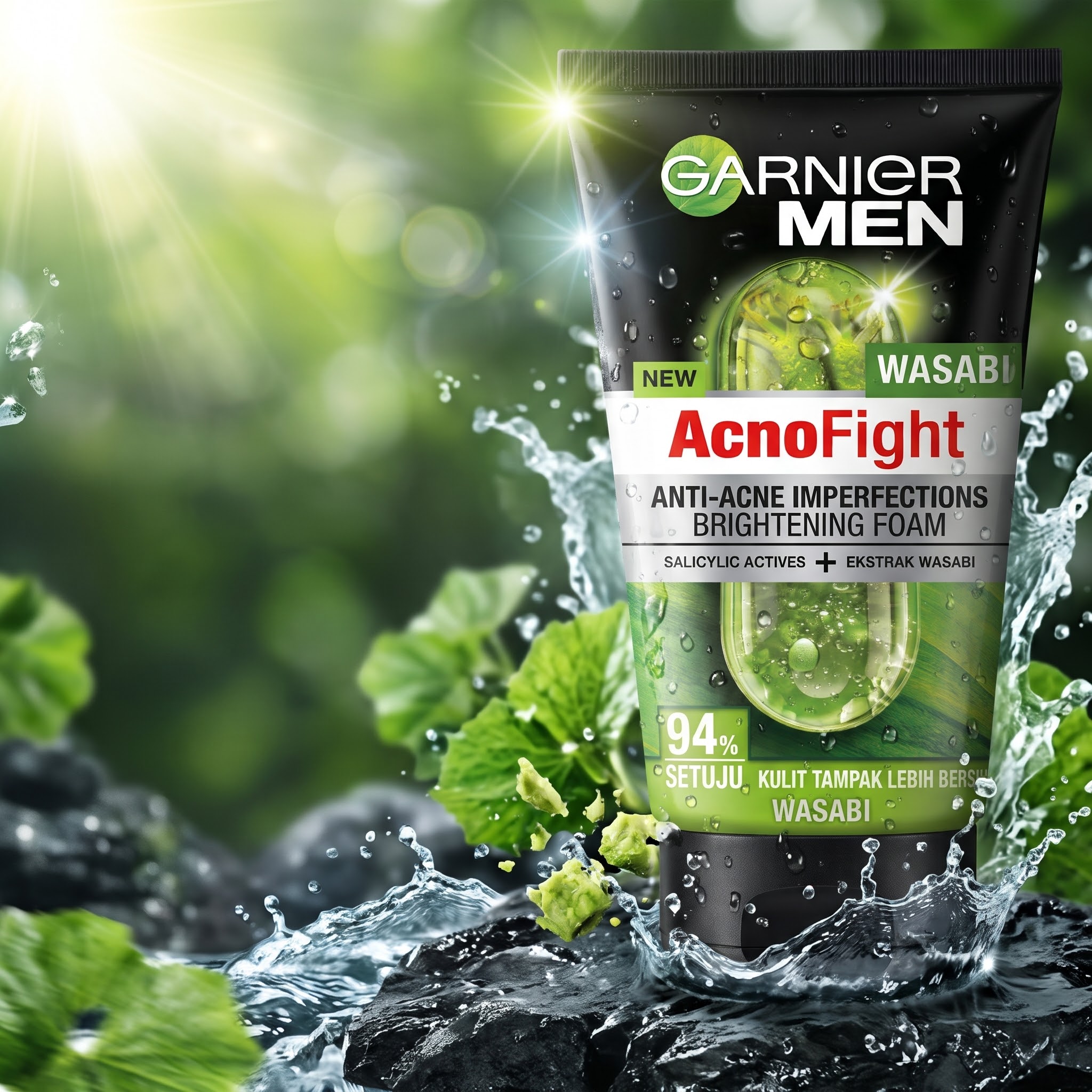 Garnier Men Acno Fight Wasabi Brightening Foam Facial Cleanser