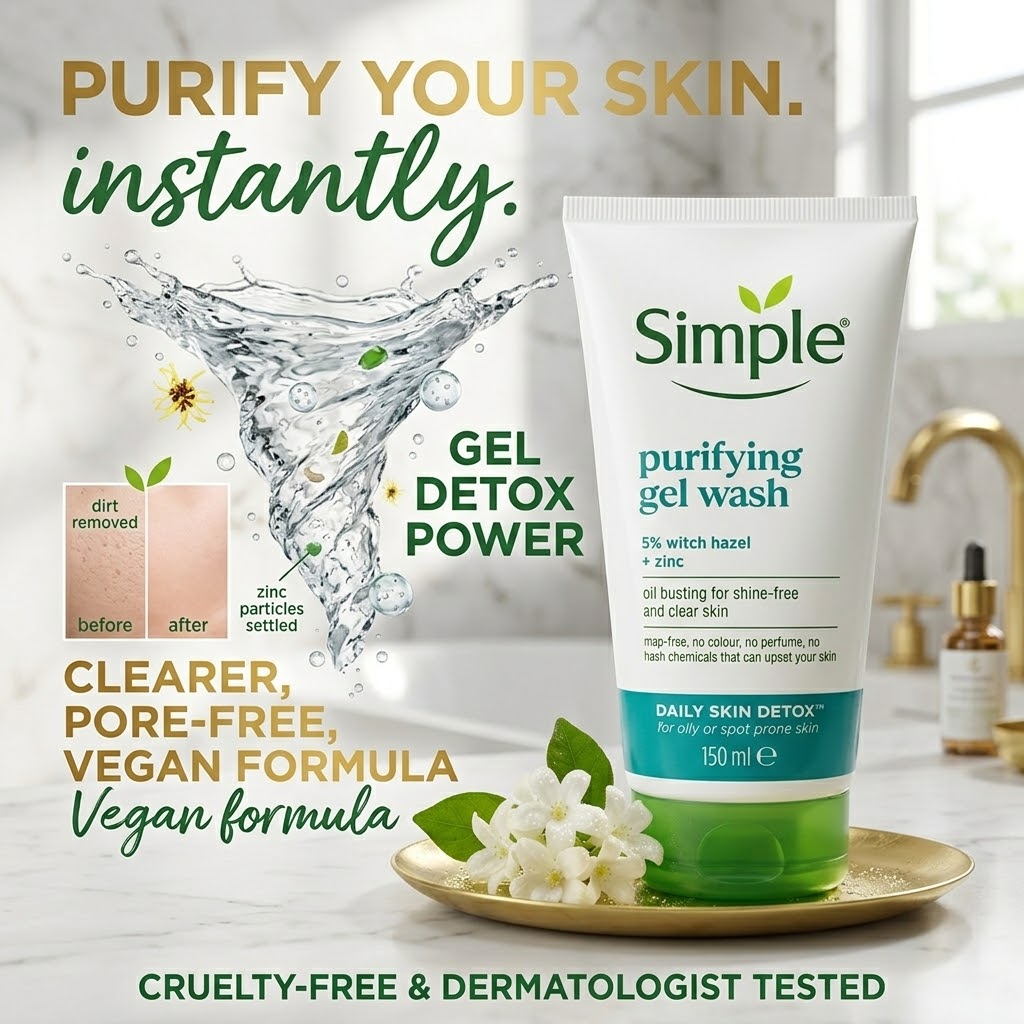 New Simple Purifying Gel Facial Wash 150ml Regular